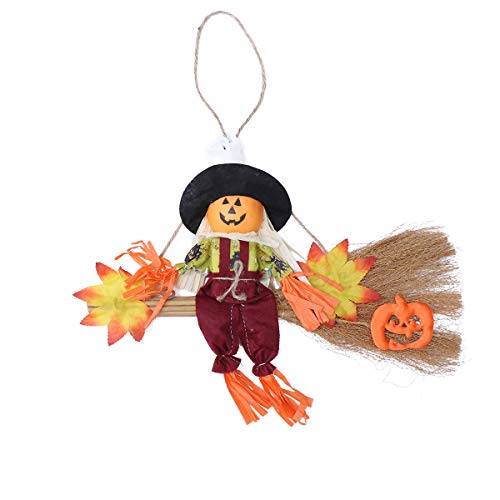 Amosfun Colgante de adorno colgante de bruja escoba de Halloween para decoración de casa encantada