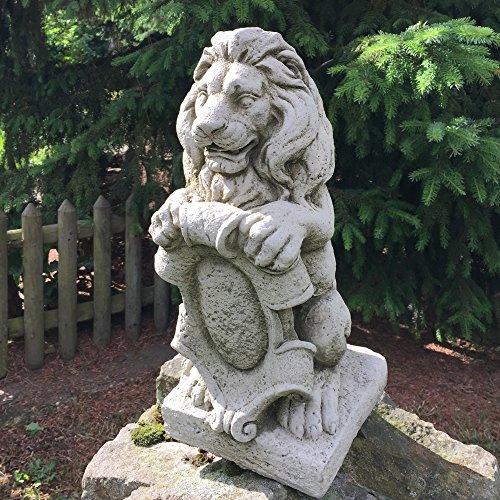 Antikas - león con Escudo - esculturas para columnas de Piedra - león decoración de Piedra jardín