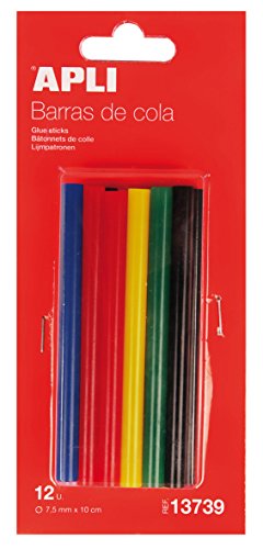 APLI 13739- Recambio barras de cola termofusible color surtido Ø 7,5 mm x 10 cm 12 barras APLI 13739- Recambio barras de cola termofusible color surtido Ø 7,5 mm x 10 cm 12 barras