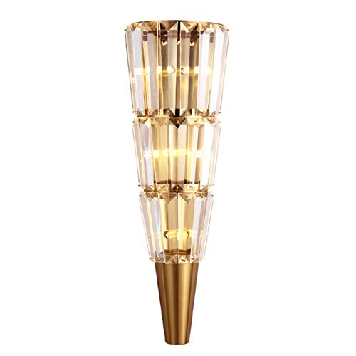 Aplique De Pared,Moderno Forma De La Antorcha 3-luces Aplique Pared Con Clear Crystal Shade Vestíbulo Del Hotel Cristal Lámpara De Pared Accesorio,Para Salón Villa,G4 Base-Dorado. 16x53cm(6x21inch) Aplique De Pared,Moderno Forma De La Antorcha 3-luces Aplique Pared Con Clear Crystal Shade Vestíbulo Del Hotel Cristal Lámpara De Pared Accesorio,Para Salón Villa,G4 Base-Dorado. 16x53cm(6x21inch)