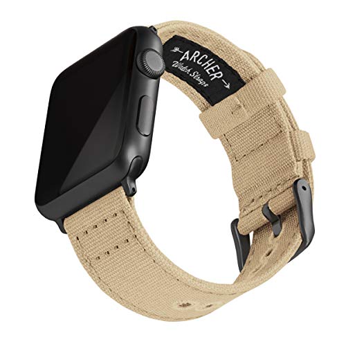 Archer Watch Straps | Correas Reloj Lona para Apple Watch | para Hombre y Mujer (Arena, Gris Espacial, 42/44mm)