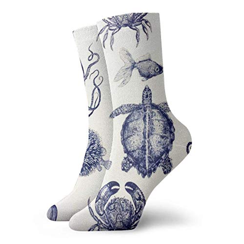 ASS Patrón de paquete de calcetines de vestir unisex con pulpo y medusa. Calcetines de poliester divertidos dibujados a mano vintage