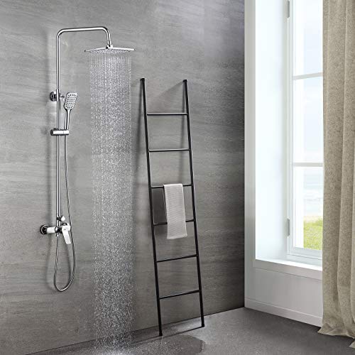 Auralum Columna de ducha con grifo Monomando, Set de ducha Completo con Mezclador 25 X 20 CM Alcachofa Ducha Lluvia y Ducha de Mano. Altura ajustable Auralum Columna de ducha con grifo Monomando, Set de ducha Completo con Mezclador 25 X 20 CM Alcachofa Ducha Lluvia y Ducha de Mano. Altura ajustable