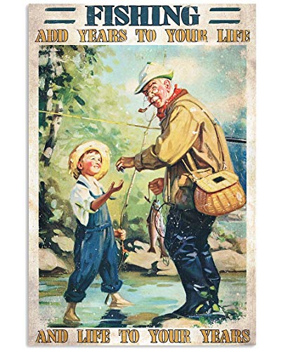 AZSTEEL Póster de pesca con texto en inglés "Add Years To Your Life" impreso en papel de alta calidad, sin marco, impresión perfecta para dormitorio o oficina en casa para familia y amigos AZSTEEL Póster de pesca con texto en inglés "Add Years To Your Life" impreso en papel de alta calidad, sin marco, impresión perfecta para dormitorio o oficina en casa para familia y amigos
