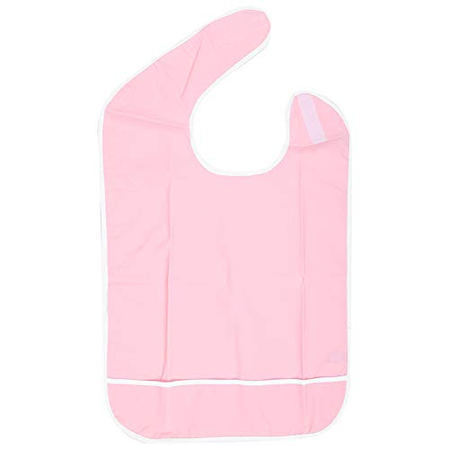 Baberos Para Adultos, Delantal Impermeable Anti-aceite Para Personas Mayores Con Cierre de Velcro En El Cuello, Protector de Ropa Reutilizable Y Lavable Para Mayores(Pink-45 * 65)