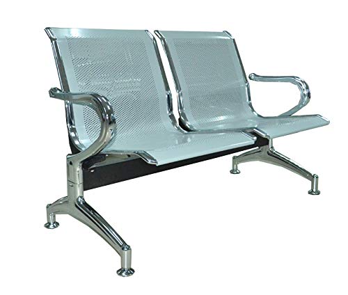 Bancada para sala de espera con sillas ergonómicas plateadas de 2 plazas