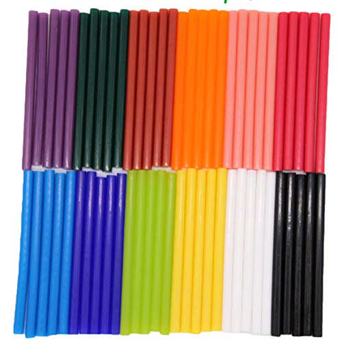 Barras de Pegamento Termofusible,12 colores 60PCS Mini Adhesivos Coloreados del Arma del Pegamento para DIY Art Craft, reparación general del hogar, ornamento de vacaciones (7 x 100 mm)