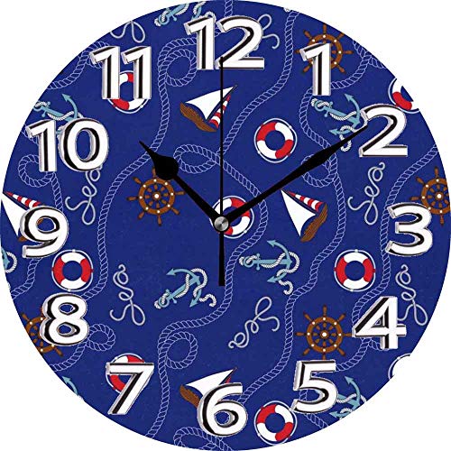 BeeTheOnly Reloj de Pared Anclas Marinas Dormitorio náutico Sala de Estar Cocina Reloj para el hogar 9.5in BeeTheOnly Reloj de Pared Anclas Marinas Dormitorio náutico Sala de Estar Cocina Reloj para el hogar 9.5in