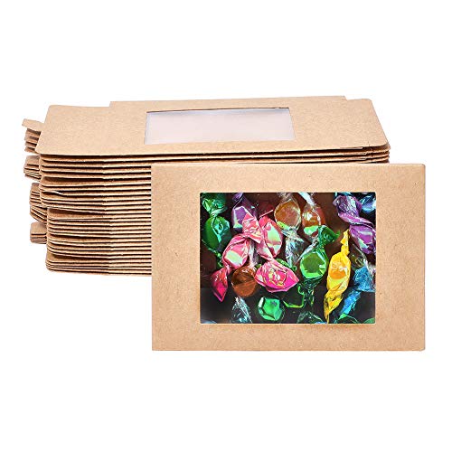 BENECREAT 30 Pack Caja Marrón de Cartón Plegabe con Ventana PVC Transparente 12.5x8.5x1.5cm Caja de Joyería de Regalo Envase Superior para Pastel, Chocolate y Galleta BENECREAT 30 Pack Caja Marrón de Cartón Plegabe con Ventana PVC Transparente 12.5x8.5x1.5cm Caja de Joyería de Regalo Envase Superior para Pastel, Chocolate y Galleta
