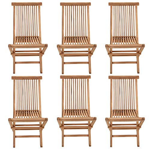 Beneffito SALENTO - Conjunto de 6 sillas de jardín Plegables en Teca Natural para Exterior (X6)