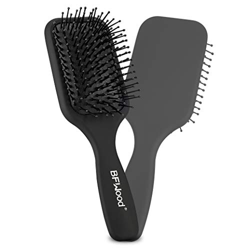 BFWood Cepillo de pelo con paleta desenredante mediana, ideal para cabello húmedo o seco, para mujeres, hombres y niños, No más pelo enredado(negro mate)