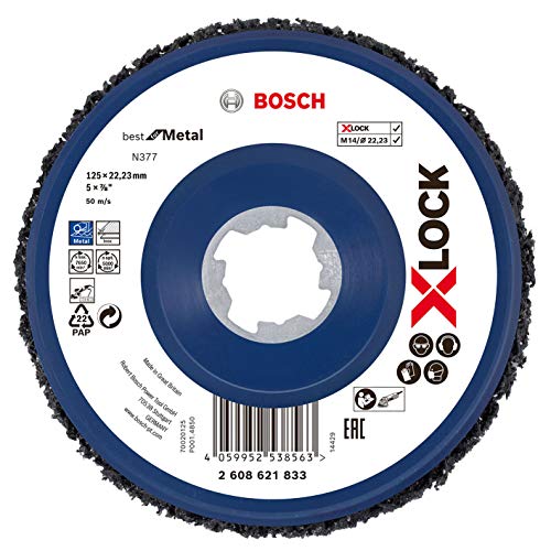Bosch Professional Disco de limpieza X-LOCK N377, metal y acero inoxidable, diametro 125 mm, accesorio de amoladora