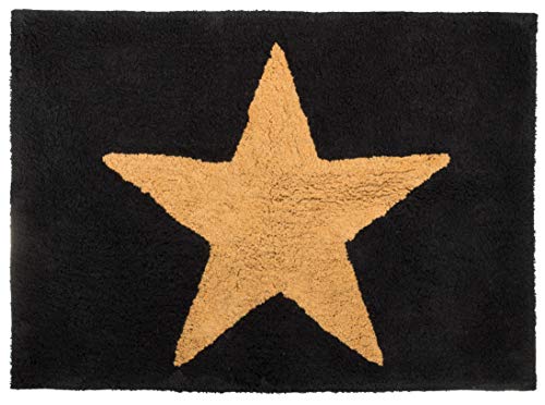Brandsseller Alfombrilla de baño (90 x 62 cm), diseño de estrella, color negro y beige