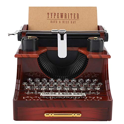 Caja de música para máquina de escribir, caja de música clásica para máquina de escribir con cajón para la decoración del hogar/oficina/sala de estudio