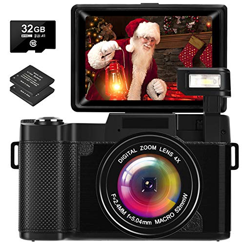 Camara Fotos Full HD 2.7K 30 MP Camara de Fotos con Pantalla Abatible Camara Fotos Compacta Recargable con Tarjeta SD y 2 Baterías Camara Fotos Full HD 2.7K 30 MP Camara de Fotos con Pantalla Abatible Camara Fotos Compacta Recargable con Tarjeta SD y 2 Baterías