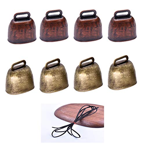 Campana Vaca,Qiundar 8 Pieza Campana de Bronce Pequeña Vintage Campanas Ovejas con 1 Pieza de Cuerda de 1 Metro Campana Vaca,Qiundar 8 Pieza Campana de Bronce Pequeña Vintage Campanas Ovejas con 1 Pieza de Cuerda de 1 Metro