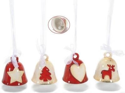 Campanas navideñas de cerámica, decoración para colgar en el árbol de Navidad