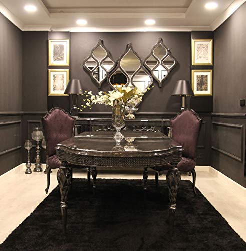 Casa Padrino Conjunto de Comedor Barroco de Lujo púrpura/Gris/Negro/Plata - 1 Mesa de Comedor y 6 Sillas de Comedor - Muebles de Comedor en Estilo Barroco - Muebles barrocos Nobles