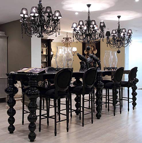 Casa Padrino Conjunto de Muebles de Bar barrocos de Lujo Negro - 1 Mesa de Bar y 8 Sillas de Bar - Muebles de Bar Nobles en Estilo Barroco - Muebles de Hotel - Calidad de Lujo Casa Padrino Conjunto de Muebles de Bar barrocos de Lujo Negro - 1 Mesa de Bar y 8 Sillas de Bar - Muebles de Bar Nobles en Estilo Barroco - Muebles de Hotel - Calidad de Lujo