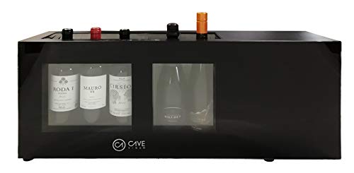 Cavevinum CV-5C-2T Expositor de Barra 5 Botellas con Compresor doble temperatura para vinos blancos y tintos, Acero