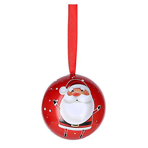 Cepewa Bola de Navidad de metal para colgar y abrir, diseño de Papá Noel (1 bola de Papá Noel)
