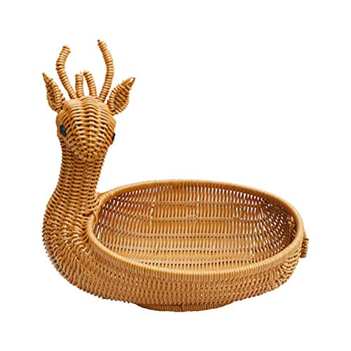 Cesta de frutas tejida de mimbre de Leikance, cesta de almacenamiento de creatividad con forma de animal
