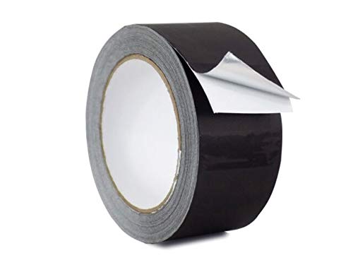 CINTA ADHESIVA DE ALUMINIO - RESISTENTE A ALTAS TEMPERATURAS Y HUMEDADES - 50m x 50mm (Soporte color Negro)