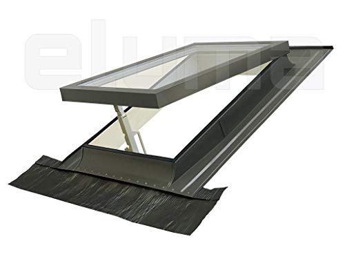 Claraboya - Ventana para tejado"CLASSIC VASISTAS" / Tragaluz por el acceso al techo/Doble vidrio/Aluminio y Madera (55x98 Base x Altura)