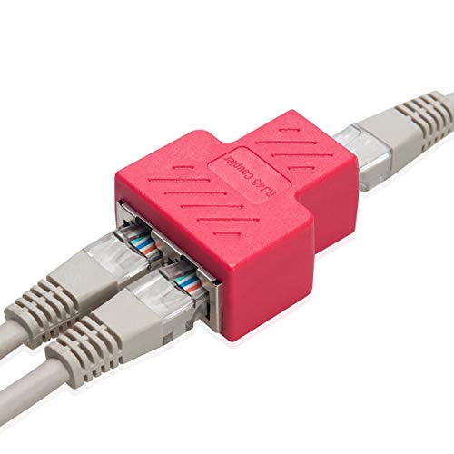 COVVY RJ45 Splitter Connector Hembra a Hembra Adaptador de Red 1 a 2 Puerto Hembra Cat 5 / Cat 6 LAN Cable Ethernet Adaptador De Conector De Zócalo Doble (1Pcs, Red)