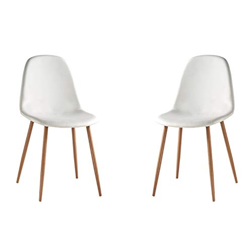 Craft, Pack de 2 sillas de Comedor, Silla Salon o Cocina, Acabado en Simil Piel Blanco y Patas Roble, Medidas: 45 cm (Ancho) x 45 cm (Fondo) x 87 cm (Alto) Craft, Pack de 2 sillas de Comedor, Silla Salon o Cocina, Acabado en Simil Piel Blanco y Patas Roble, Medidas: 45 cm (Ancho) x 45 cm (Fondo) x 87 cm (Alto)