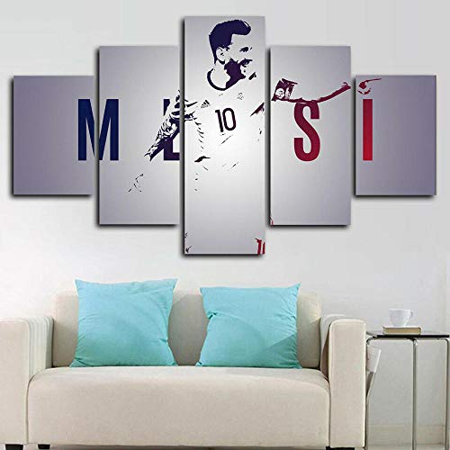 Cuadro Leo Messi Football Living Legend XXL Impresiones En Lienzo 5 Piezas Cuadro Moderno En Lienzo Decoración para El Arte De La Pared del Hogar HD Impreso Mural Enmarcado