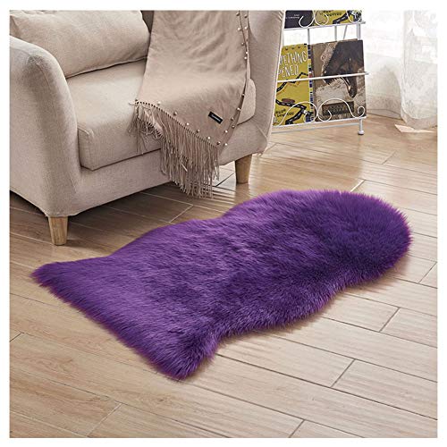 DaiHan Alfombra de Piel de Oveja de Piel sintética - Faux Tapetes de Piel de Oveja Alfombra Antideslizante y Lavable para Sala de Estar Dormitorio sofá Silla cojín Morado Style A 60 * 130cm