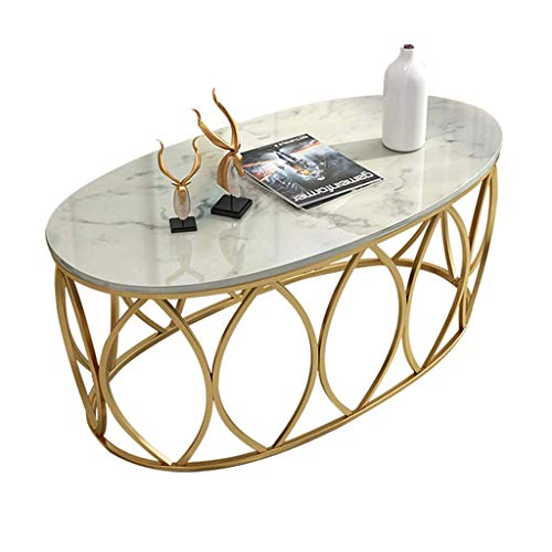 DAKEUR Mesa de Centro de mármol Ovalada, Bandeja de Hierro Forjado con Pintura de Metal Profesional, Adecuada para Salas de Estar pequeñas, 80 & Veces; 40 & Veces; 45 cm DAKEUR Mesa de Centro de mármol Ovalada, Bandeja de Hierro Forjado con Pintura de Metal Profesional, Adecuada para Salas de Estar pequeñas, 80 & Veces; 40 & Veces; 45 cm