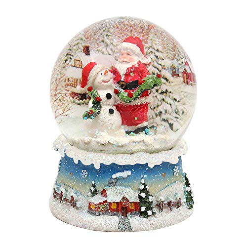 Dekohelden24 Maravillosa bola de nieve, Papá Noel y muñeco de nieve, diámetro 6,5 cm