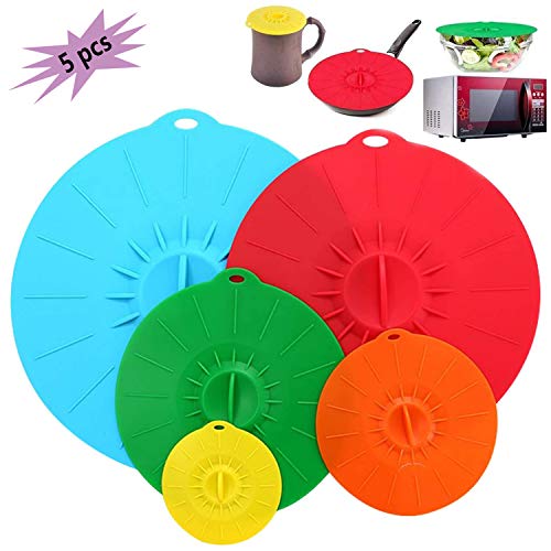 DERU Tapas de Silicona Elásticas, 5 Tamaños de Diferentes Tapas de Silicona Reutilizables, Eco Cubiertas de Alimentos - Sin BPA, para Lavavajillas, Microondas, Horno o Refrigerador (Redondas) DERU Tapas de Silicona Elásticas, 5 Tamaños de Diferentes Tapas de Silicona Reutilizables, Eco Cubiertas de Alimentos - Sin BPA, para Lavavajillas, Microondas, Horno o Refrigerador (Redondas)