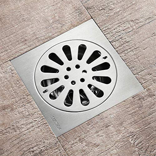 Desagüe de Piso Desodorante, desagüe de Ducha Cuadrado, desagüe de Piso de Drenaje de Inodoro Desodorante Cuadrado Redondo de Acero Inoxidable de 120 * 120 mm, Adecuado para Cocina, baño