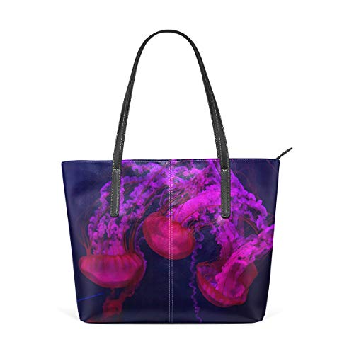 DEZIRO - Bolso de mano para mujer, diseño de medusas de color rosa oscuro