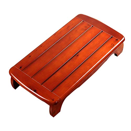 DNSJB - Taburete de baño de madera para sofá o taburete pequeño de cedro rectangular de madera con pedal impermeable antideslizante (color: granate)