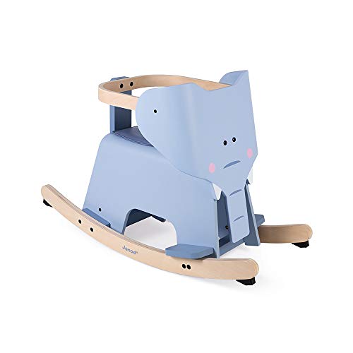 Elefante balancín de Madera - Juguete de estímulo para niños pequeños - Desarrolla el Equilibrio - Sistema antivuelco, reposapiés, sillín Desmontable y protección de Seguridad - A Partir de 1 año