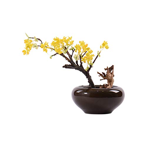 Escultura de escritorio Escultura Decoración Nuevo Chino Amarillo Árbol Frutal Bonsai Simulación Micro Flor En Maceta Interior Modelo Sala de estar