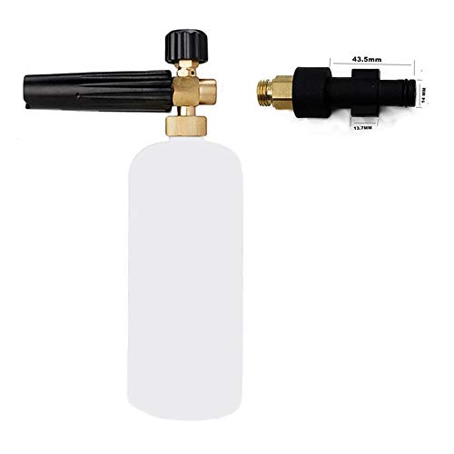 Espuma de nieve para lavado de coche con boquilla de espuma ajustable, dispensador de jabón de 1 l y adaptador de rosca macho para Elitech, Interskol, Hitachi, DAEWOO DAX, HUTER Espuma de nieve para lavado de coche con boquilla de espuma ajustable, dispensador de jabón de 1 l y adaptador de rosca macho para Elitech, Interskol, Hitachi, DAEWOO DAX, HUTER