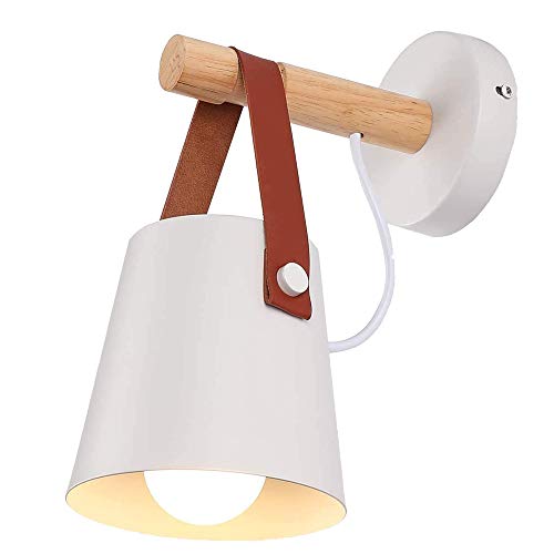 Estilo nórdico pared interior Aplique de Pared Metal, E27 Moderno Lámpara de Pared Hierro Madera Interior Iluminación Decorativa Sala de Estar Casa de campo Dormitorio Estudio Corredor, Blanco Estilo nórdico pared interior Aplique de Pared Metal, E27 Moderno Lámpara de Pared Hierro Madera Interior Iluminación Decorativa Sala de Estar Casa de campo Dormitorio Estudio Corredor, Blanco