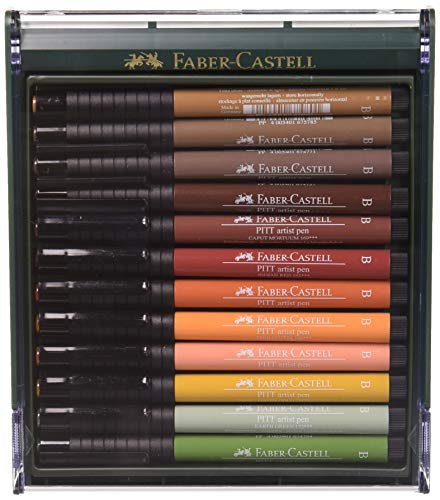Faber-Castell 267422 - Pack de 12 rotuladores Pitt punta de pincel, colores tierra