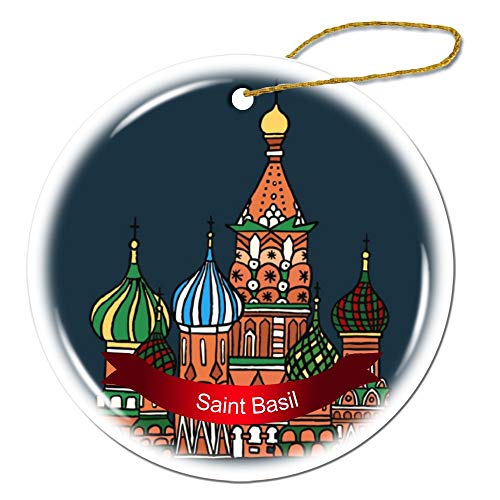 Fhdang Decor St. Basil's Cathedral, Moscú, Adorno navideño de Porcelana de Doble Cara de cerámica de 3 Pulgadas