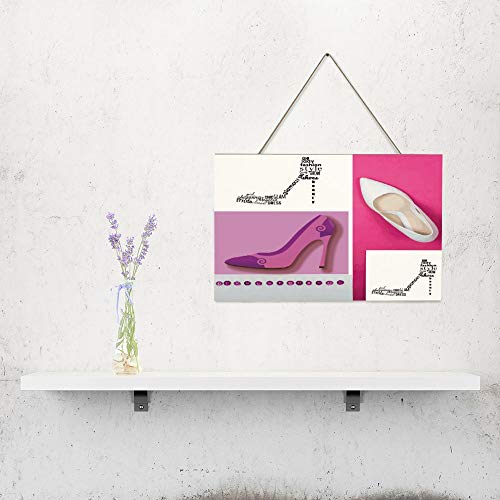 Free Brand Placa de madera para colgar en la pared, diseño de zapatos de novia con zapatos de tacón alto, color rosa