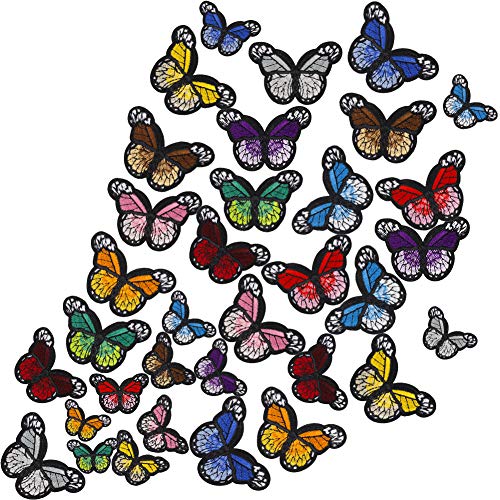 FRIUSATE 36 Piezas Parches Decorativos Mariposas Parches para Ropa Termoadhesivos Parches Mariposas Parches Bordados Mariposas para Camiseta Jeans Ropa Bolsas Zapatos Decorativos para Planchar y Coser