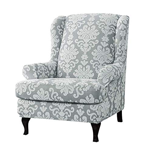 Funda para sillón blanda, funda elástica con estampado de flores, color gris claro