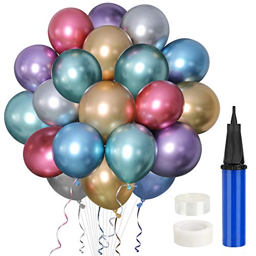 Gafild Globos Metalicos,60 Pcs látex Balloon,Globos de Cumpleaños,Globos de Helio,Globos Boda, para Cumpleaños Decoración Fiesta Aniversario Baby Shower Comunión