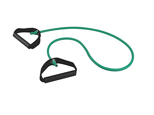 GIMA ref 47051 Tubo de látex de resistencia elástica de ejercicio 125 cm x 2.0 mm, ligero, verde, con asas para el agarre, 5 colores disponibles que corresponden al nivel de resistencia. GIMA ref 47051 Tubo de látex de resistencia elástica de ejercicio 125 cm x 2.0 mm, ligero, verde, con asas para el agarre, 5 colores disponibles que corresponden al nivel de resistencia.