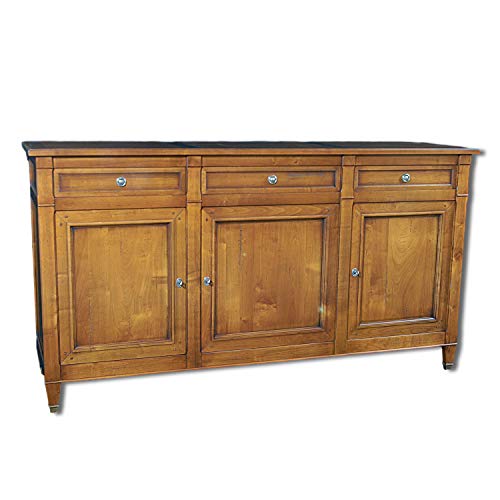 GONTIER - Aparador vertical de madera maciza de 3 puertas de cerezo teñido D-100% fabricado en Francia GONTIER - Aparador vertical de madera maciza de 3 puertas de cerezo teñido D-100% fabricado en Francia